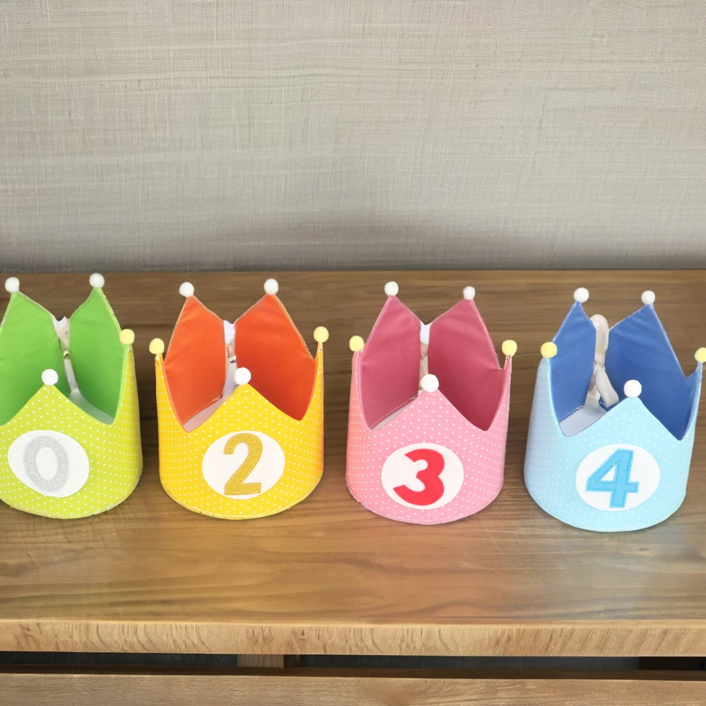 Fashion Kids Felt Crown with Replaceable Ages for Birthday Parties Toy Use