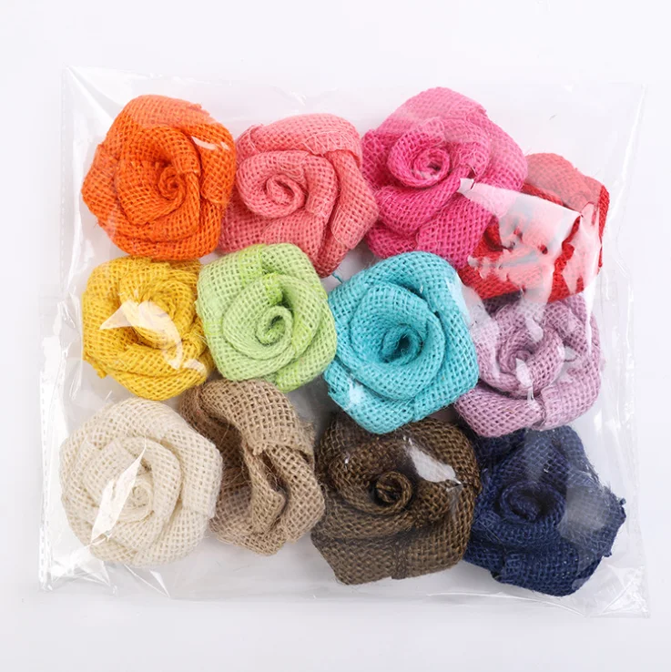 Handmade linen flowers wedding party holiday decor accessories Banquet decorative flowers