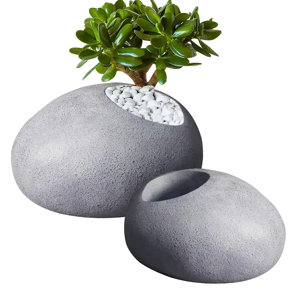 Nordic Creative Big Indoor Outdoor Stone Flower Pots Fibreglass Planter Home Garden Decoration Plant Pot