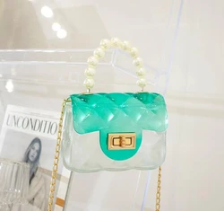 2022 Spring Summer Colorful Small Jelly Girls Sling Chain Hand Bags Mini shoulder  Pvc Kid Bag Purses
