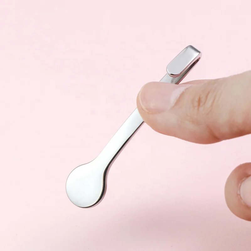 Top quality tiny Hooked cosmetic cream spoon stainless steel mini shilajit hook spoon