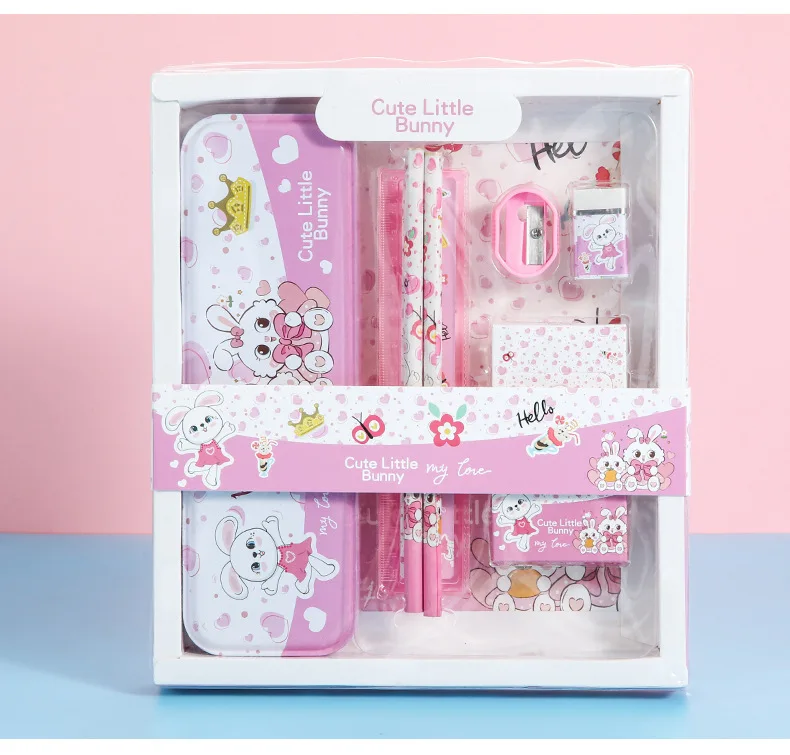 School Supplies Student Stationery Gift Set Kids with Pencil and crayons