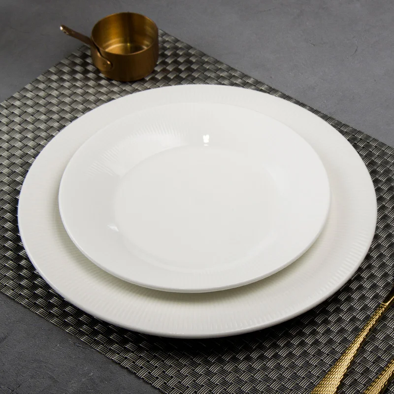 Ceramics White Plates Round Dishes Restaurant Horeca Wholesale Price Dinnerware Sets, Restaurant Hotel Crockery Dinner Plate Set