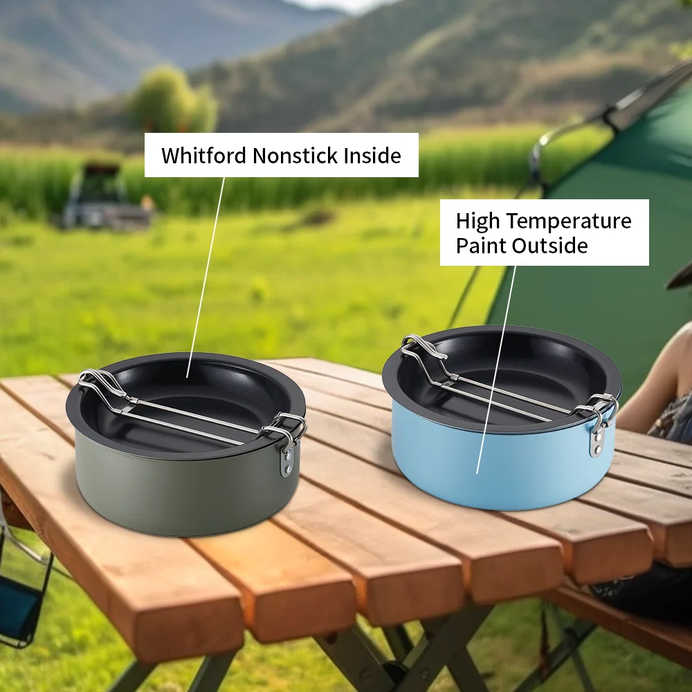 Manufacturer 3Pcs Aluminum Lightweight Pot And Pan Set Portable Outdoor Cookware Camping Cooking Pot Set