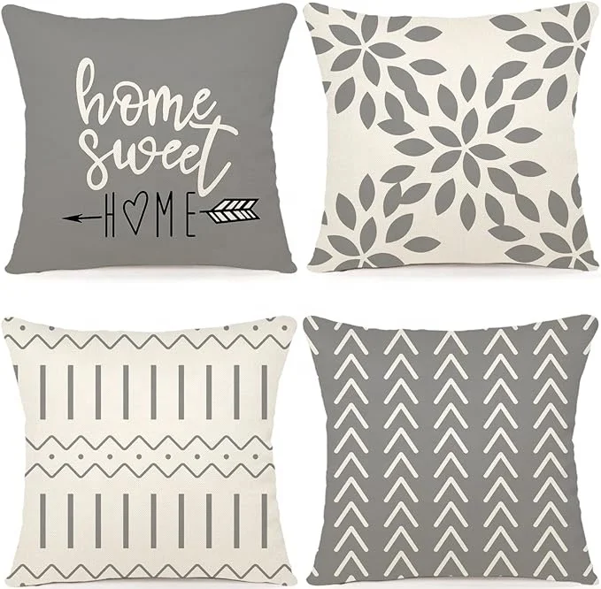 Wholesale Customized Set of 4 Home Sweet Home Geometric Modern Sofa Throw Pillow Cover for Couch Bed Car
