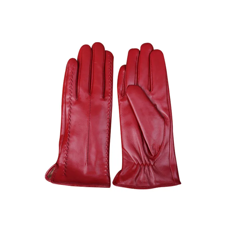 Beautiful Lambskin Winter Leather Gloves High Quality Wholesale Women Fashion Real Driving Gloves for ladies