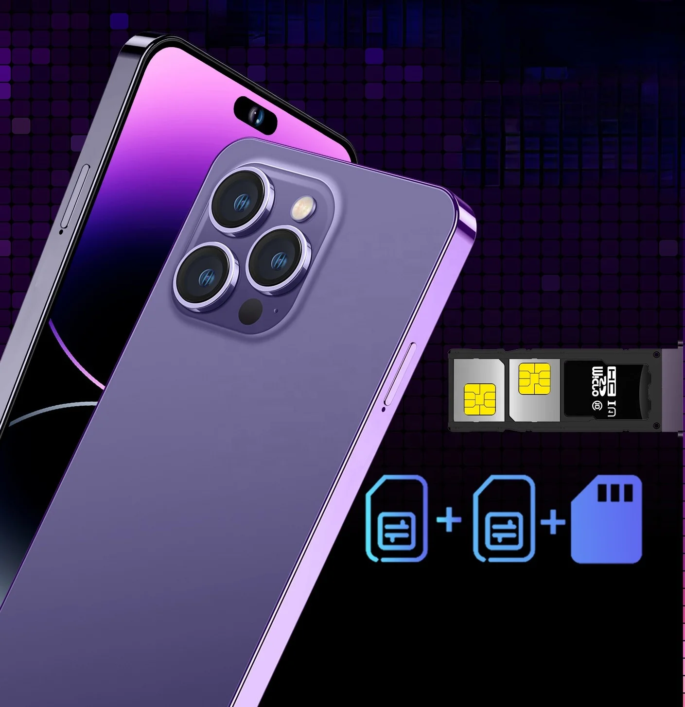 GoShop Hot Selling i 14 pro max cheap Android 10 Mobile Phone with 32MP+64MP HD Rear Camera OEM Smartphone