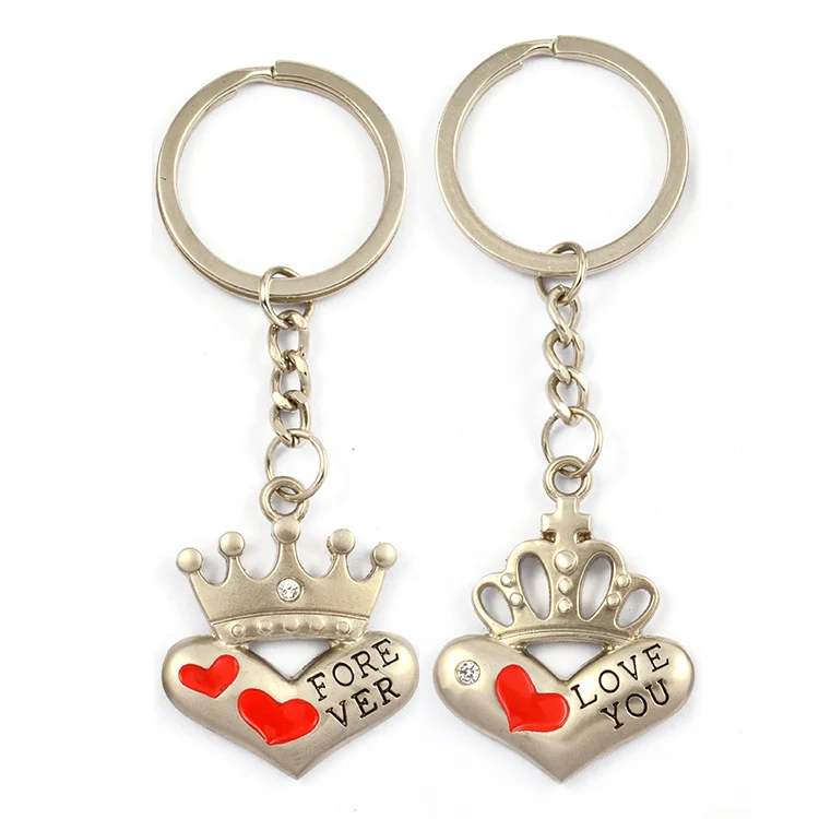 Wholesale Manufacturer Custom Metal Keychain Personnalised Love Shape Key Chain Couple Key Chain