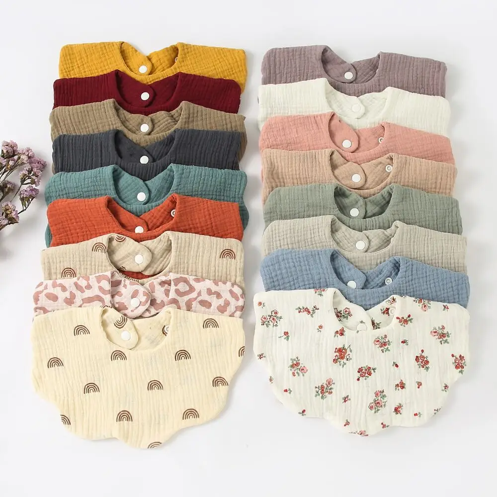 Baby Feeding Bibs 360 Degree 6 Layers Cotton Yarn Petal Infants Lace Saliva Towel Newborn Toddler Soft Cotton Burp Cloth Kid Bib