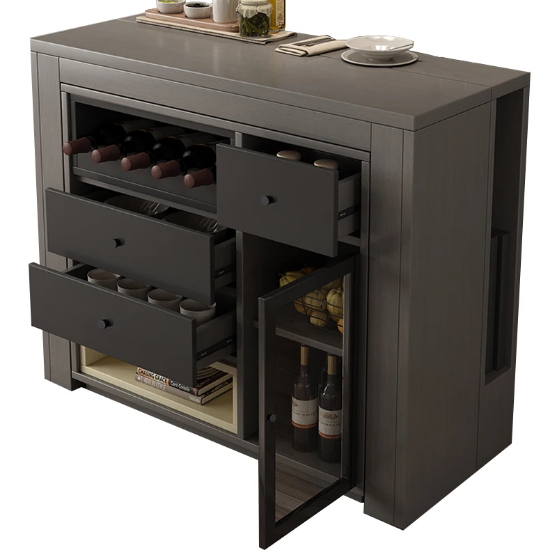 dizhuo furniture Home telescopic table chair combination rectangular table table folding side cabinet modern simple tea locker