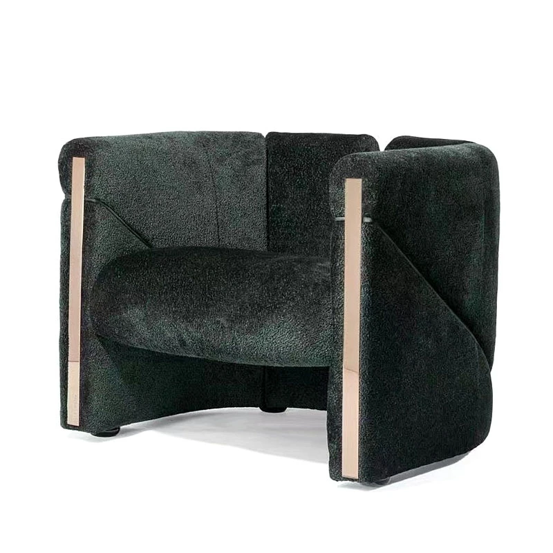 Postmodern Single Armchair Wooden Frame Fabric Armchair With Stainless Steel Leg Luxury Armchair For Living Room