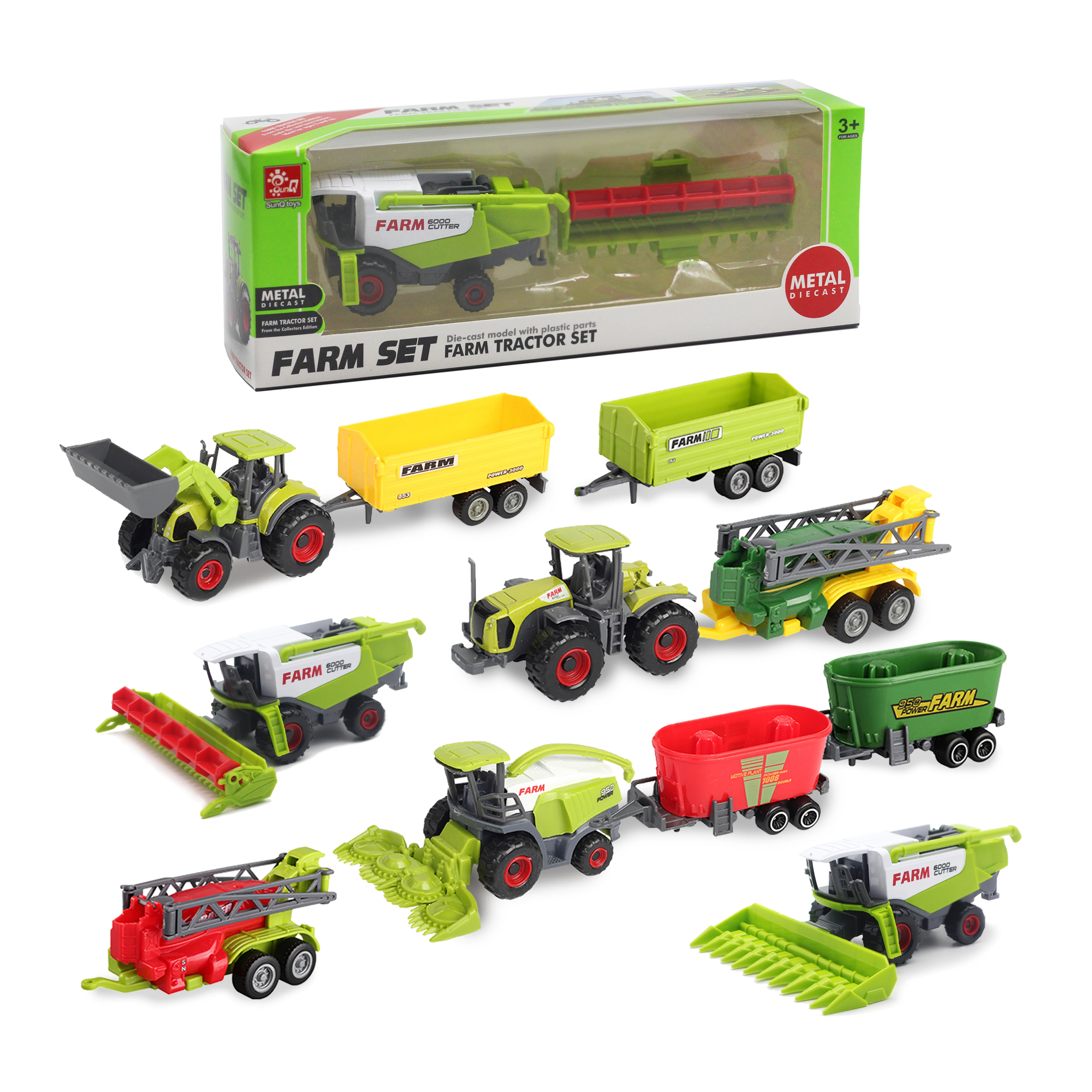 SunQ New arrivals 1/64 ratio 1pc alloy farm truck toy tractors for children