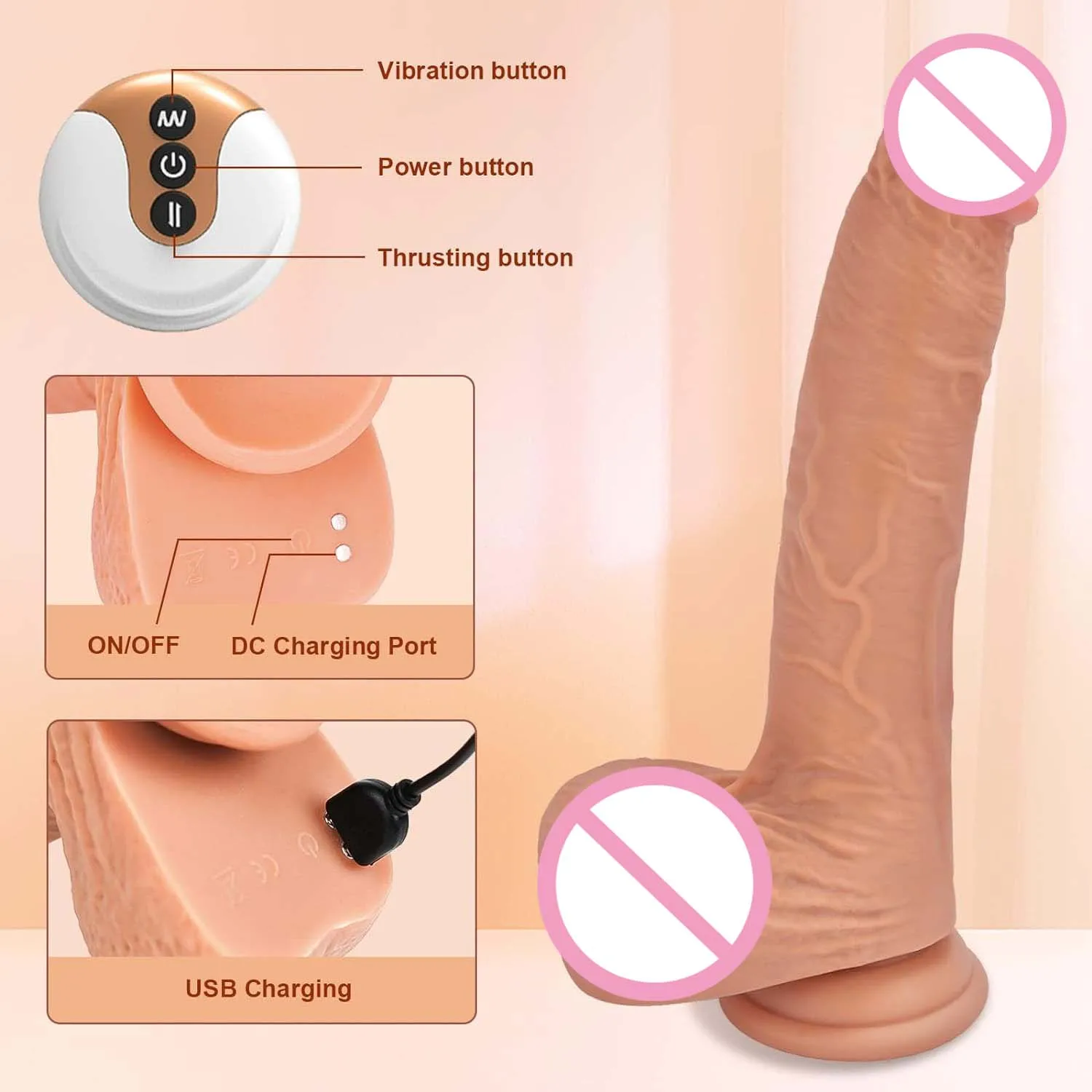 8.5 inch Liquid Silicone Thrust Swing Dildos Male Masturbation Machine Clit G Spot Anal Stimulation Thrusting Dildo For Women