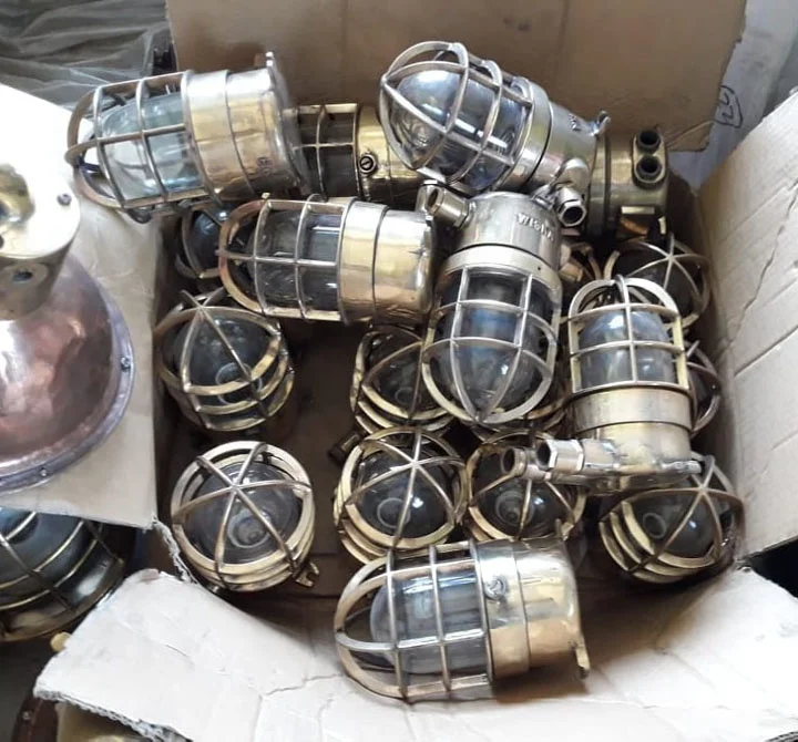 Antique Wiska Brass Ceiling Light Cargo Ships Passage Way Brass Light Bangladesh Ship Yard
