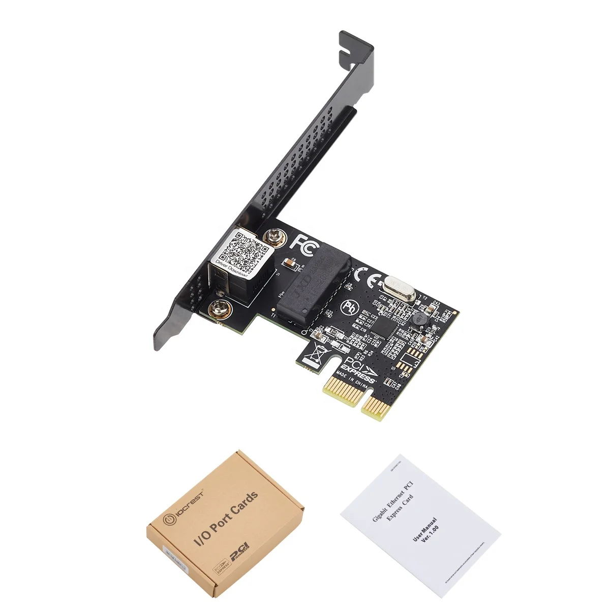 IOCREST 1000mbps Single Port Gigabit Ethernet PCI Express Wired Network Card RJ45 Port Lan Adapter NIC Realtek 8111 Chipset