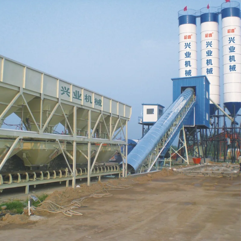 Hzs90 Electric Belt Conveyor Feeding Type Small Fixed Ready Mix Concrete Batching Plant Cement Mixer Core Motor Production Line