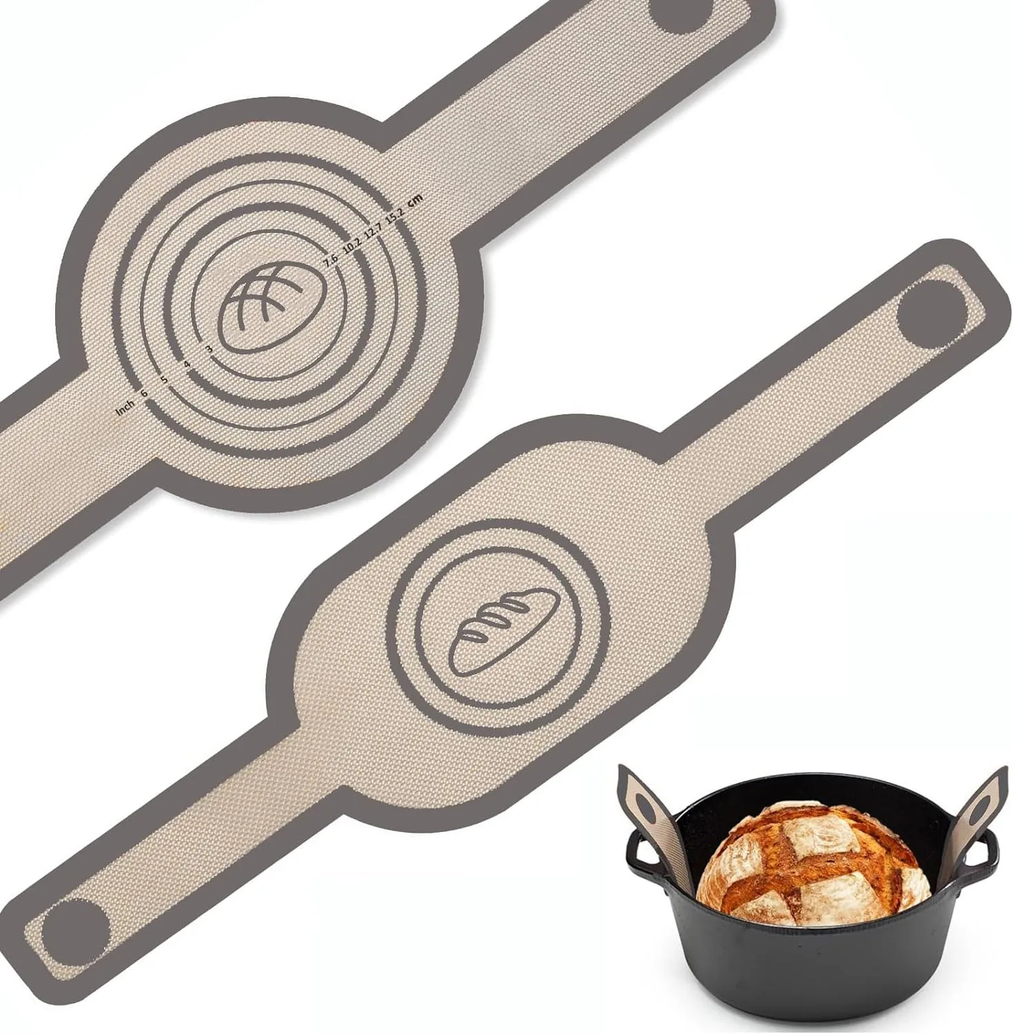 2024 China factory Heat Resistant Silicone Bread Baking Mat Sling For Dutch Oven Liner Pad With Long Handle