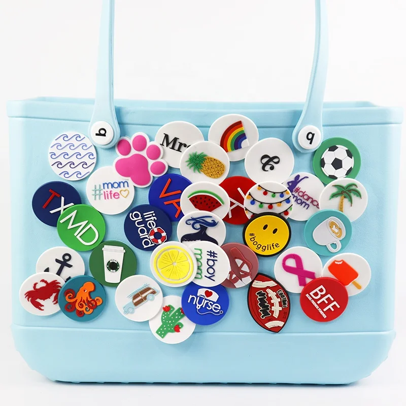 New arrival cute Beach silicone tote bag with holes Accessories large size number letter DIY Decoration