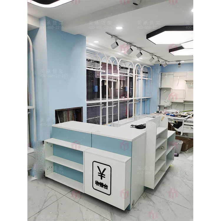 Meicheng Pink Checkout Counter Modern Reception Counter Desk Design Beauty Shop Marble White Salon Desk Front Desk Reception