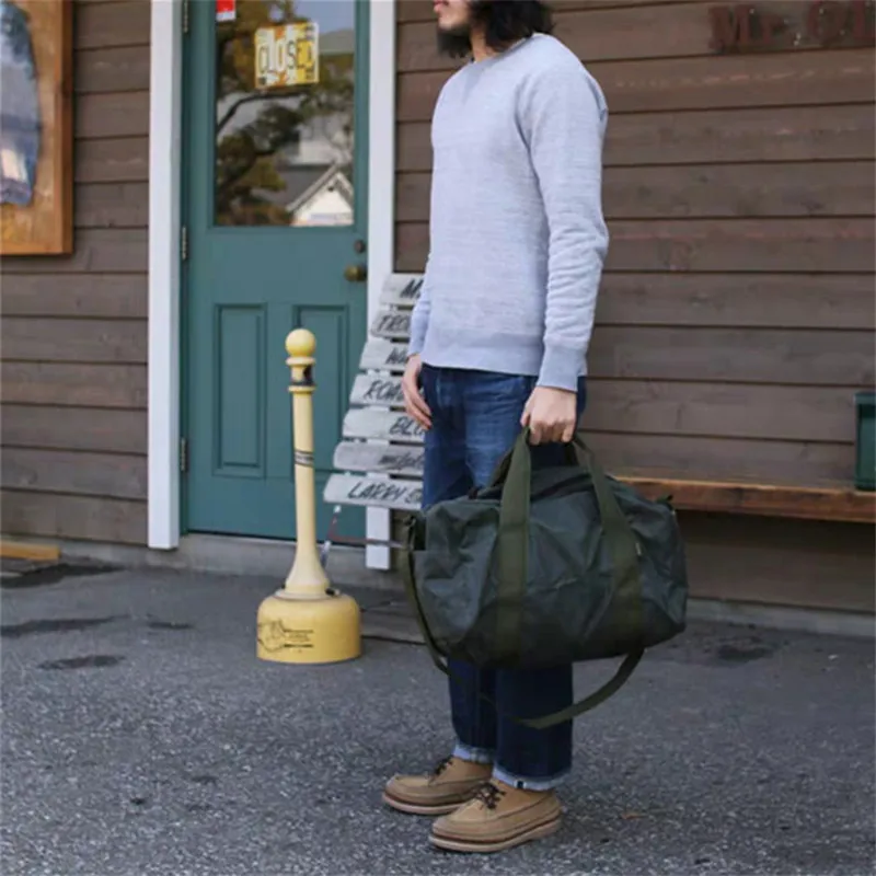 Foldable Army Green Waterproof Large Capacity Handbag Carry On Flight Travel Shoulder Bags Waxed Canvas Duffel Bag With YKK
