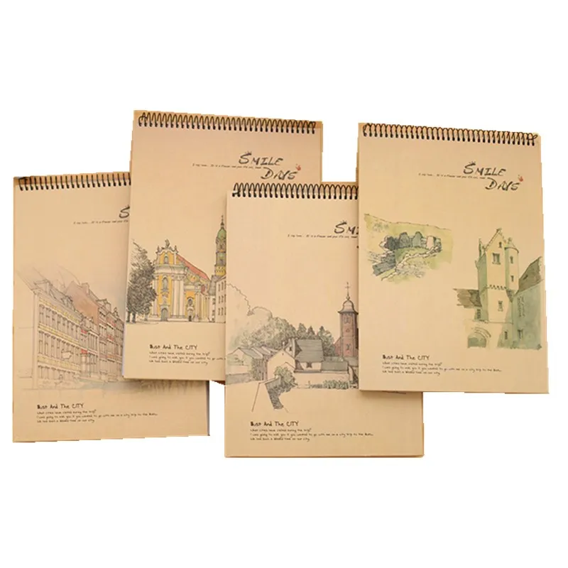 
2021 hot sale A4A5A6 Eco-friendly material kraft paper recycle paper hardcover custom wholesale sketchbook spiral notebook 