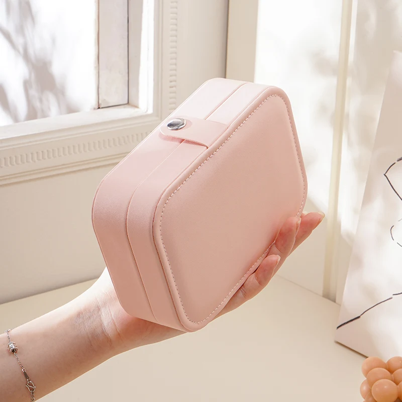 Wholesale Custom Logo Small PU Leather Trinket Jewelry Box Organizer Travel Necklace Ring Earring Jewellery Storage Gift Case