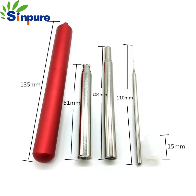 
Extra long 304 stainless steel telescopic drinking straw with brush cleaner 