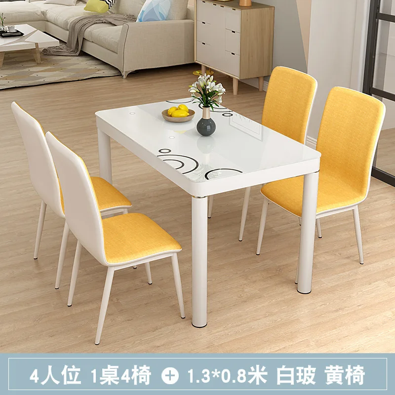 Dining table and chair set minimalist small apartment dining table 4 people 6 people rectangular dining table faux marble top