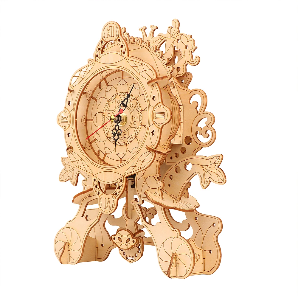 LT-ZBIAO04 -YS Wooden Clock Assembly Model Three-dimensional Jigsaw Puzzle Clock Educational Creative Toys Gift Ornaments