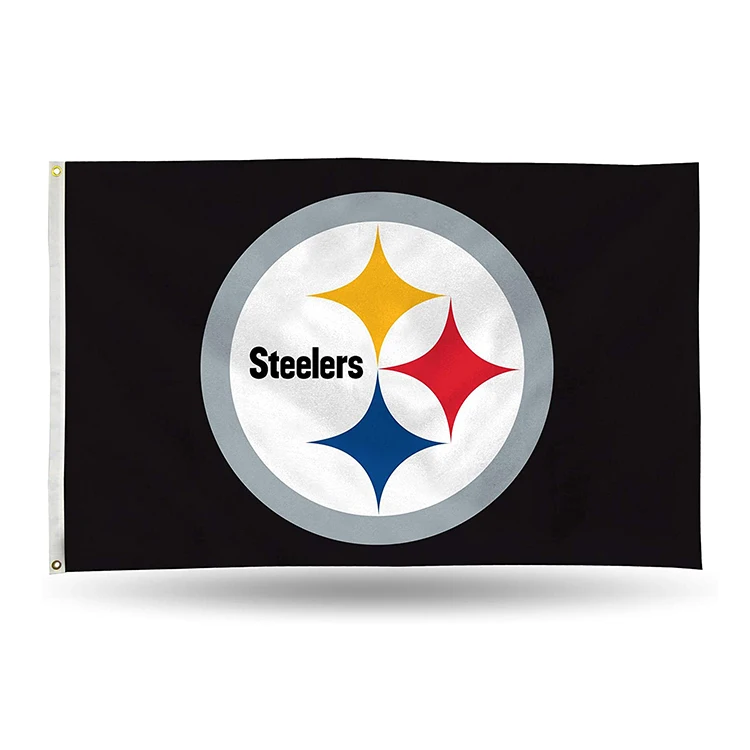 Direct delivery wholesale 3x5ft outdoor polyester NFL pittsburgh steelers flag with Grommets custom design flag of all teams