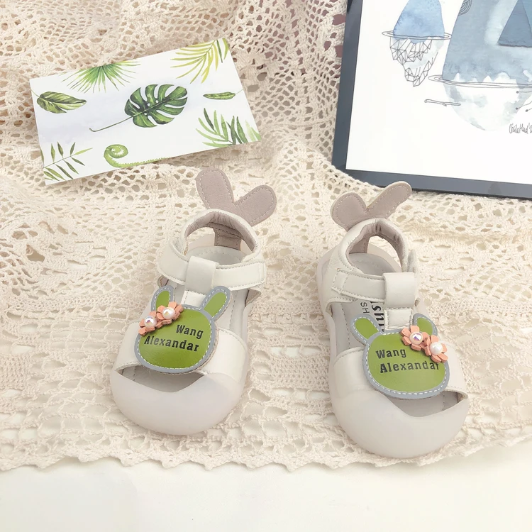 Wholesale Kids Baby Shoes Girls Footwears Transparent Floral Rabbit Toddler Casual Shoes