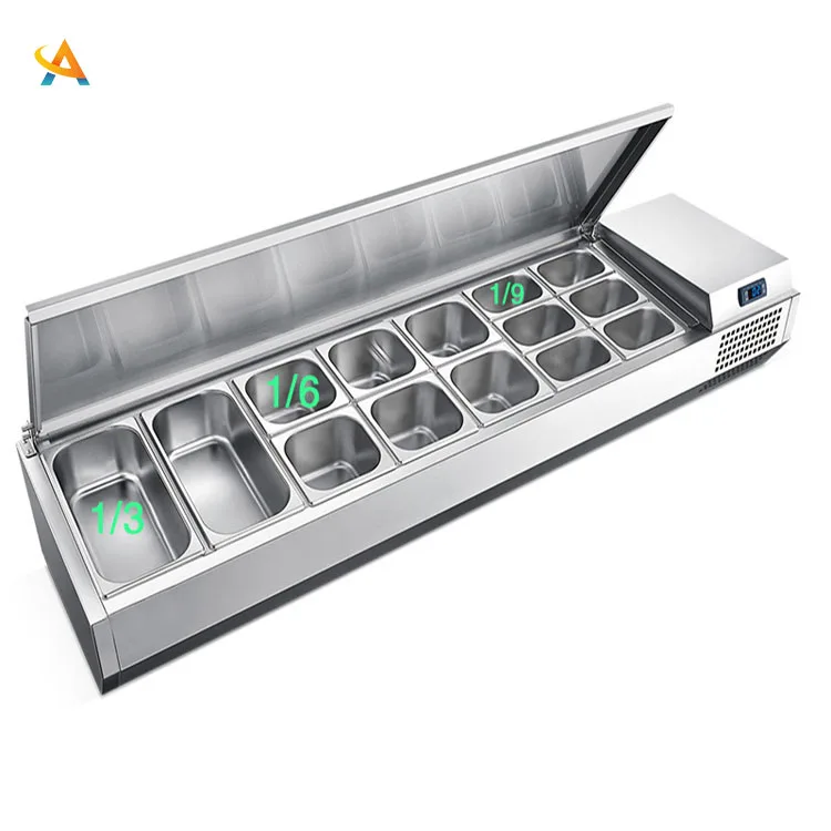 Counter Top Salad BarSalad Refrigerator Salad Display Refrigerator pizza topping chiller