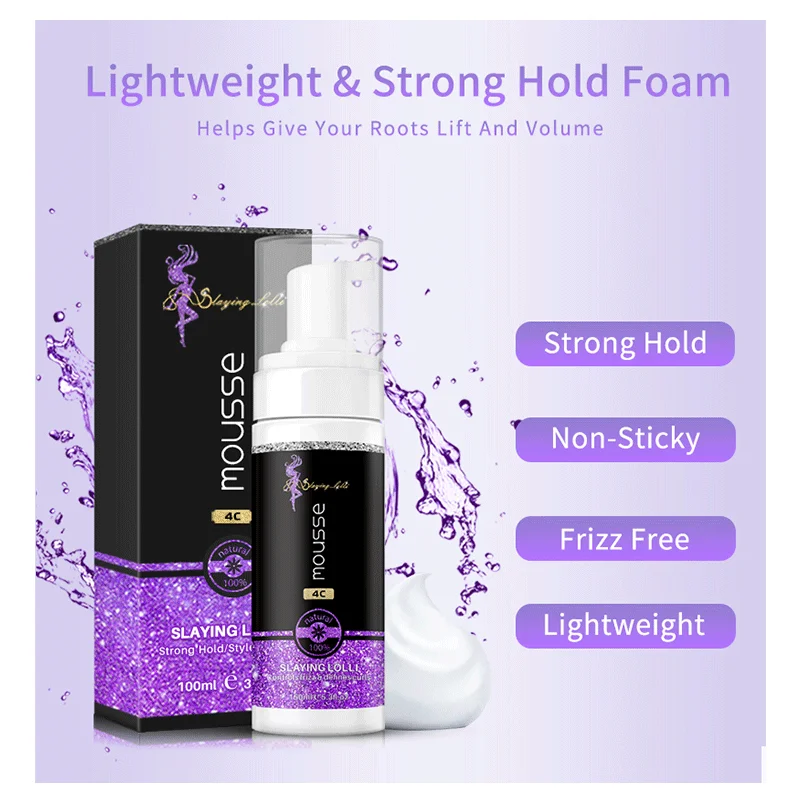 SLAYING LOLLI kinky coily twist and lock 4c hair styling curling foam mousse alcohol free