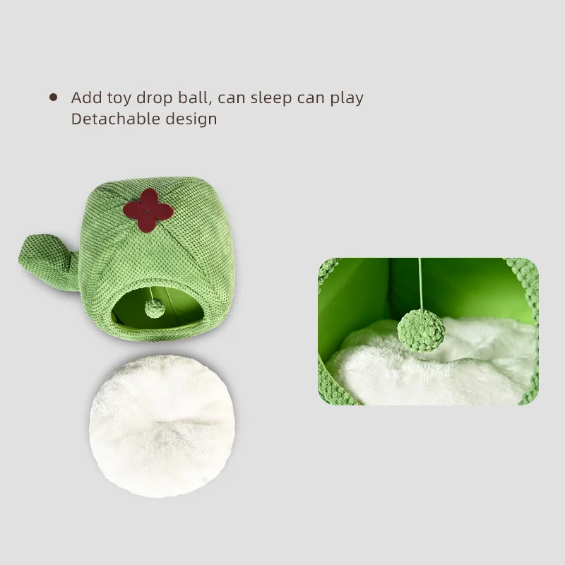 Cactus Series Cat Scratch Post Soft Cozy Chenille Fabric Cactus Cat Tree Bed