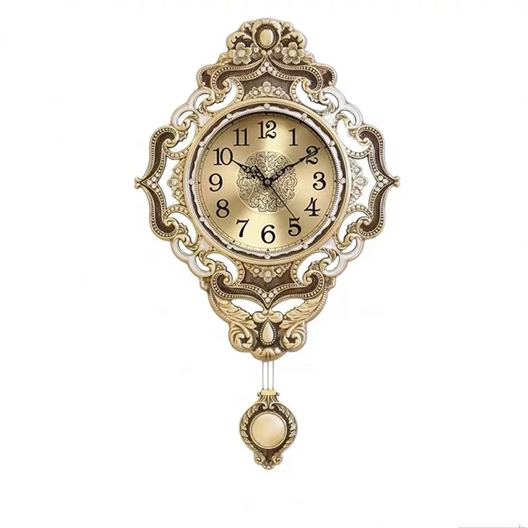 Light Luxury Style Brass Wall Clock For Villa Living Room Decoration Clock European Vintage Hanging Clock