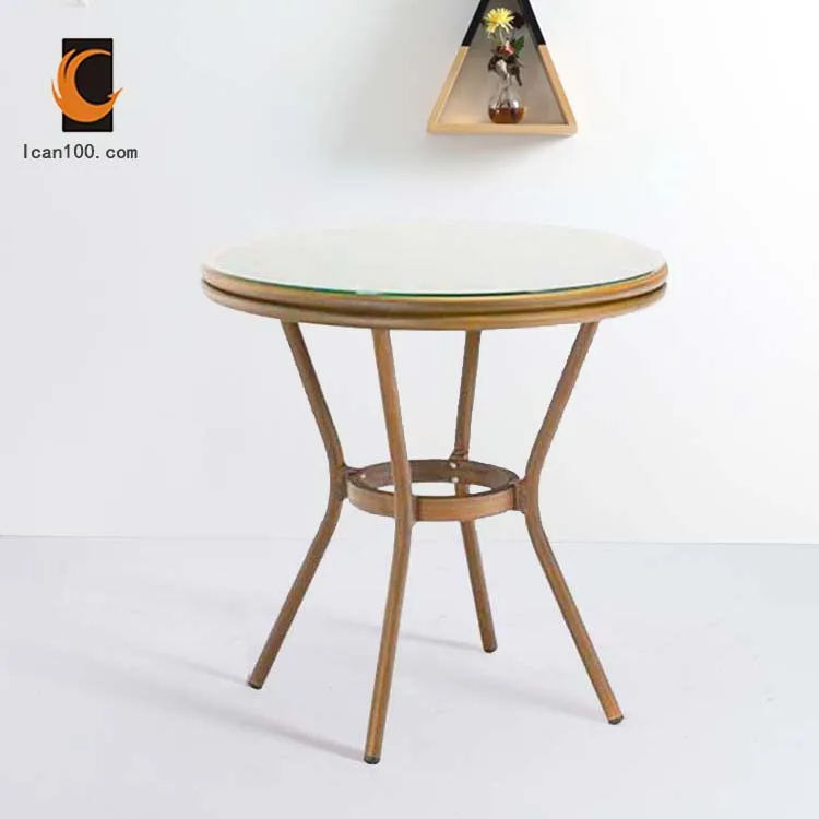 Hot Sale Retro Chinese Loft Luxury Round Tempered Glass Dinning Tables