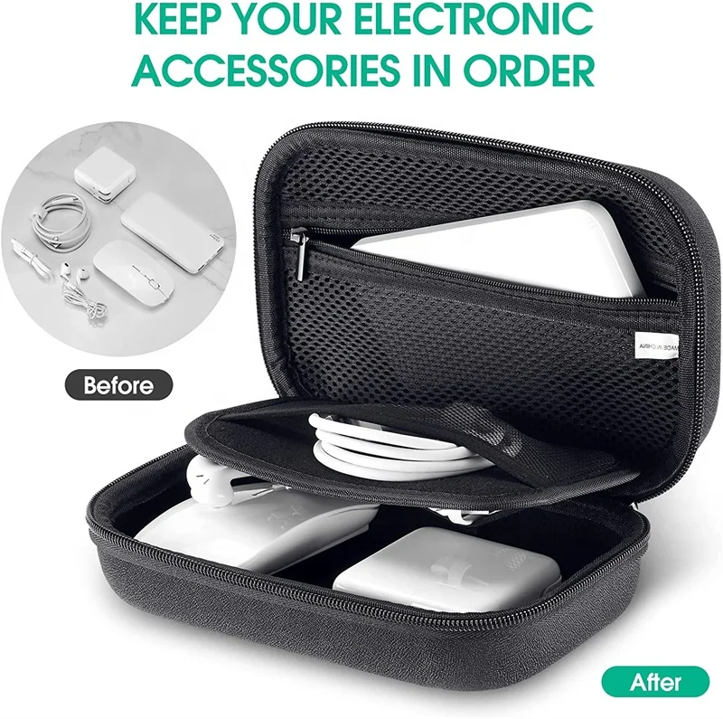 Custom Electronic Cable Organizer Bag-EVA Hard Drive Travel Case - Waterproof and Portable Charger Case USB Cord Organizer