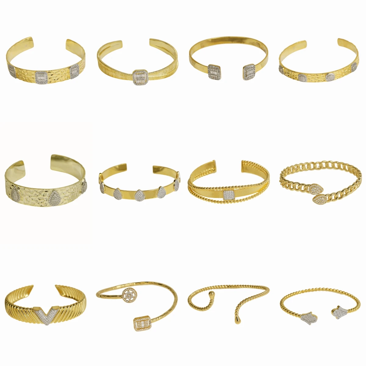 Retro personality jewelry geometric diamond-encrusted design sense Brass gold plated bracelet