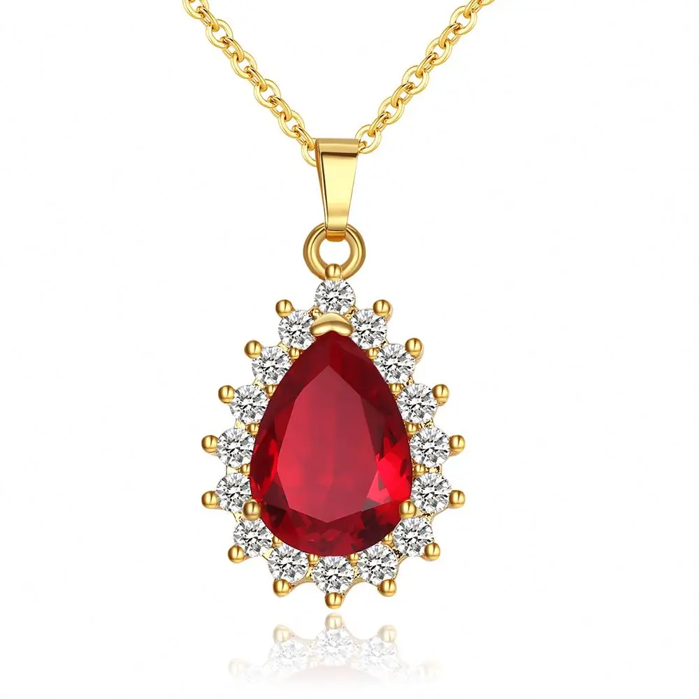 Red Drop Wedding Jewelry Zircon Necklace