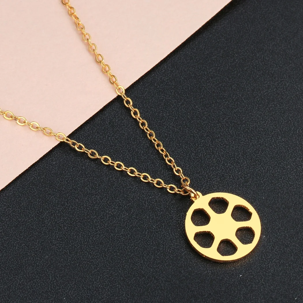 Custom stainless steel sport balls jewelry hollowed out football charm custom soccer pendant necklace with O chain