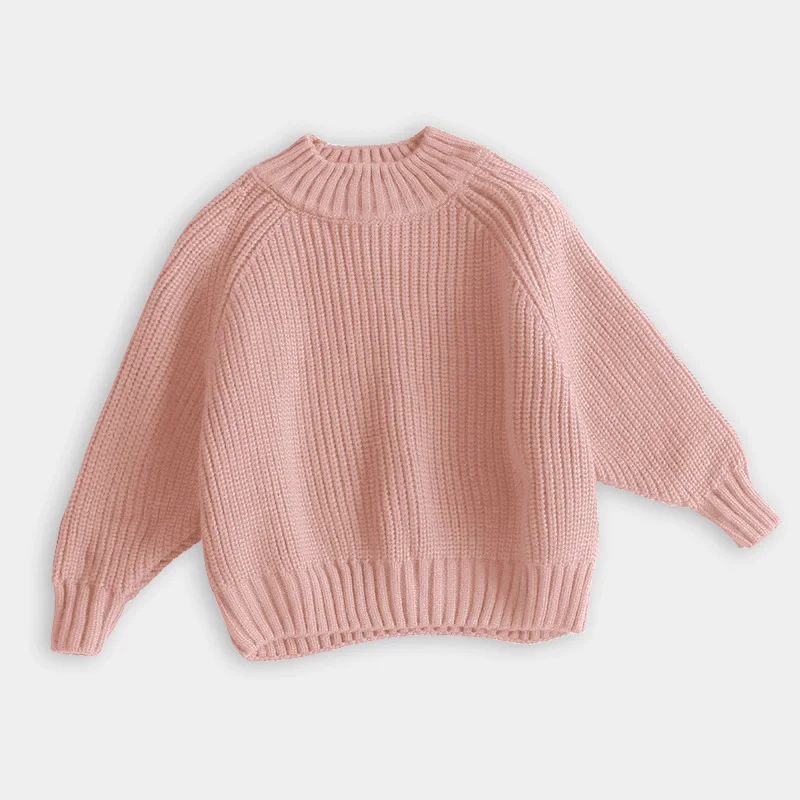Wholesale Autumn Winter Kids Boys Girls Neutral Cotton Sweaters Half Turtleneck Pure Color Pullover Baby Knitted Sweaters