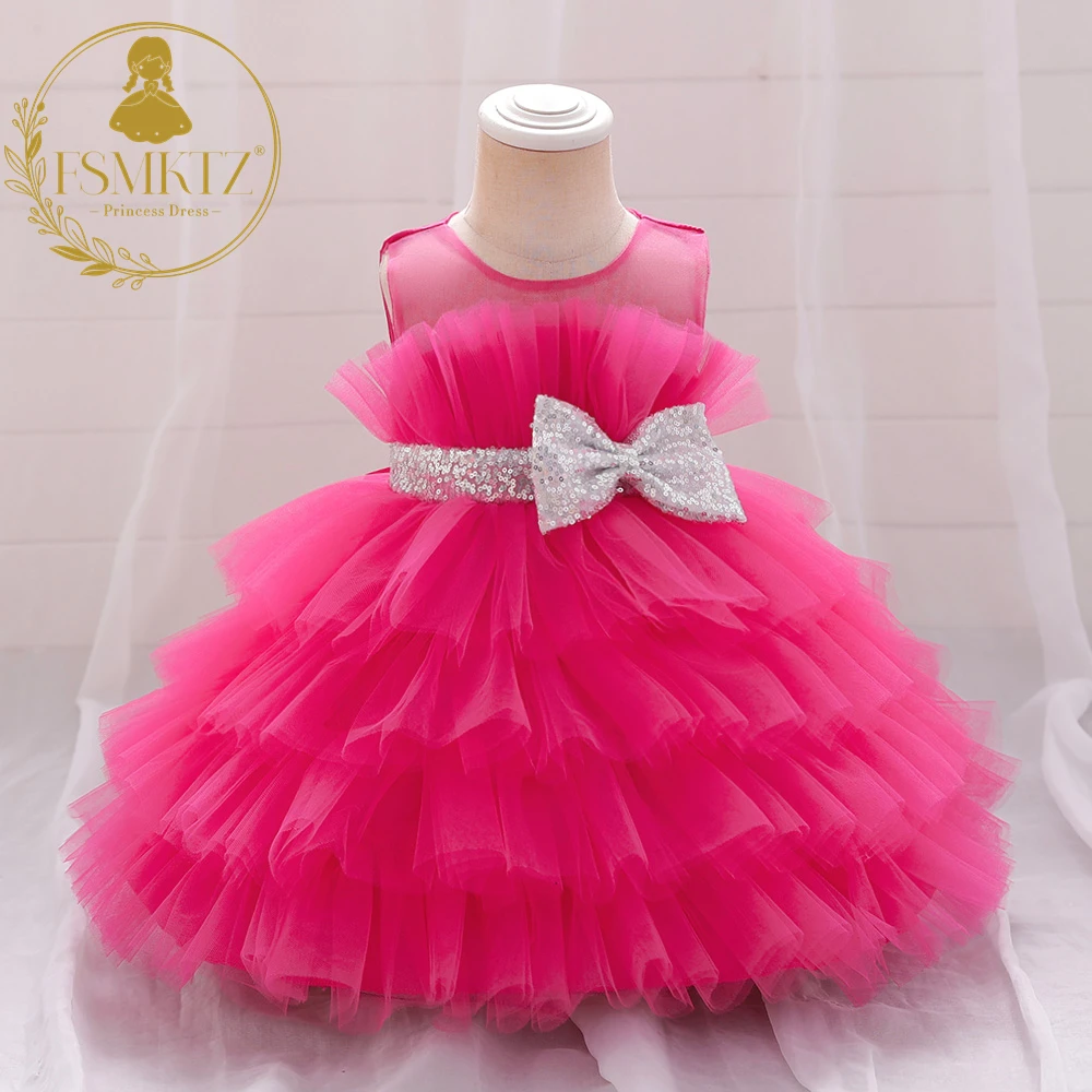 FSMKTZ Kids Tutu Dress Lovely Baby Flower Dress 2-5 Years Old Children Birthday Dresses Formal Kids Frocks