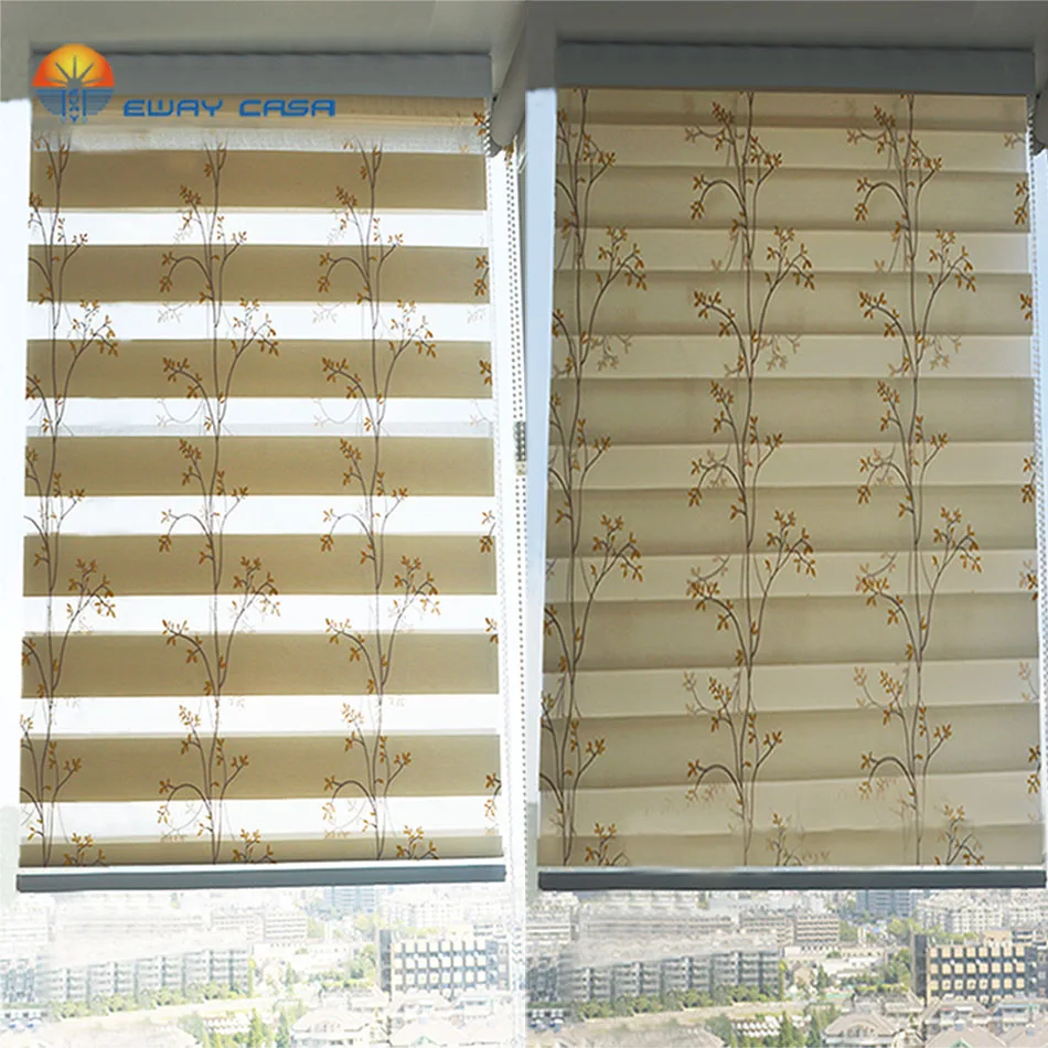 
70% Blackout Soft Roller Blinds Zebra Window Embroidered Tree Pattern Zebra Blinds Curtain Ready Zebra Roller Blinds No.ZB_QX3 