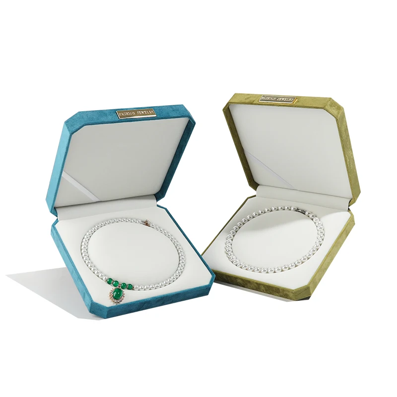 Weimei In Stock Customize logo Storage Metal Velvet Pearl Presentation Rings Octagonal Velvet Pearl Box