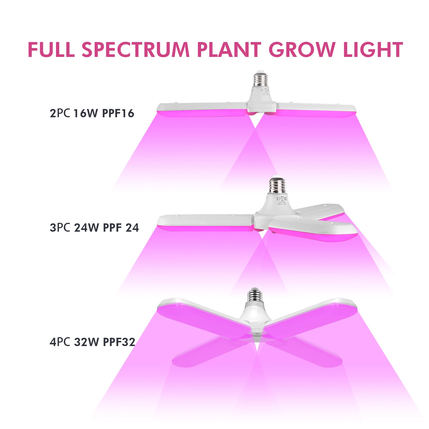 J&C Plant Light Bulb Two Head Grow Light Full Spectrum LED Greenhouse Plant Lights Vegetable Houseplant
