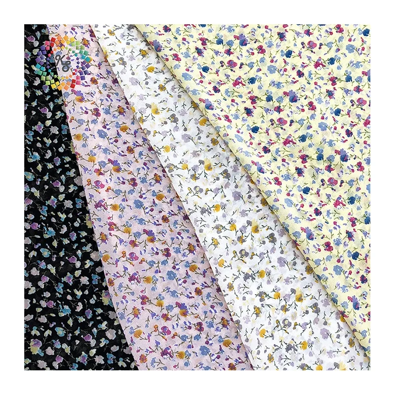 High Color Fastness Oil Painting Style Printed Floral Chiffon Fabric