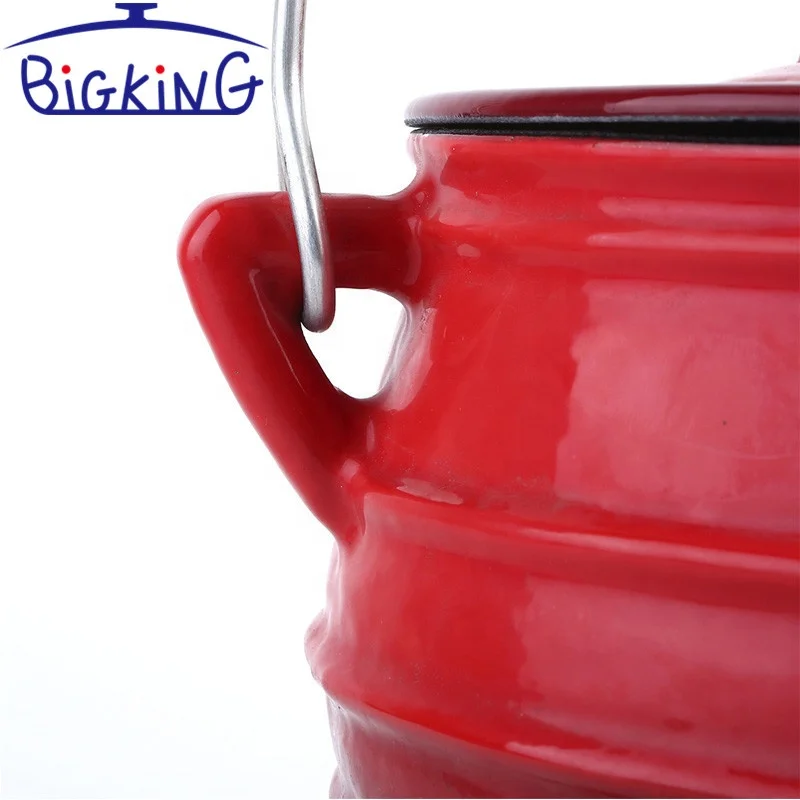Red Enamel Coating Antique Cast Iron Pots