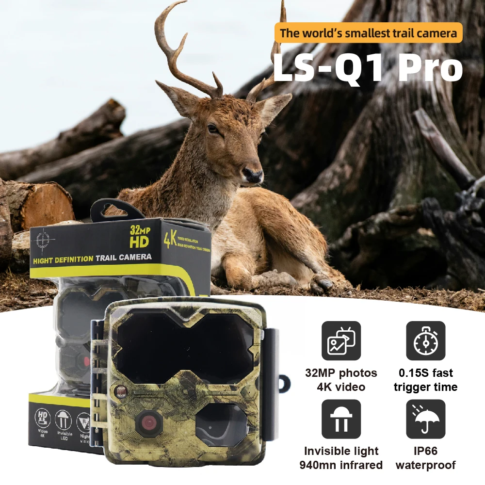 L-Shine Sports And Action Cameras 32mp Hunting Products Smart Waterproof Outdoor 32mp 4k Fhd Hunting Camera Home Safety