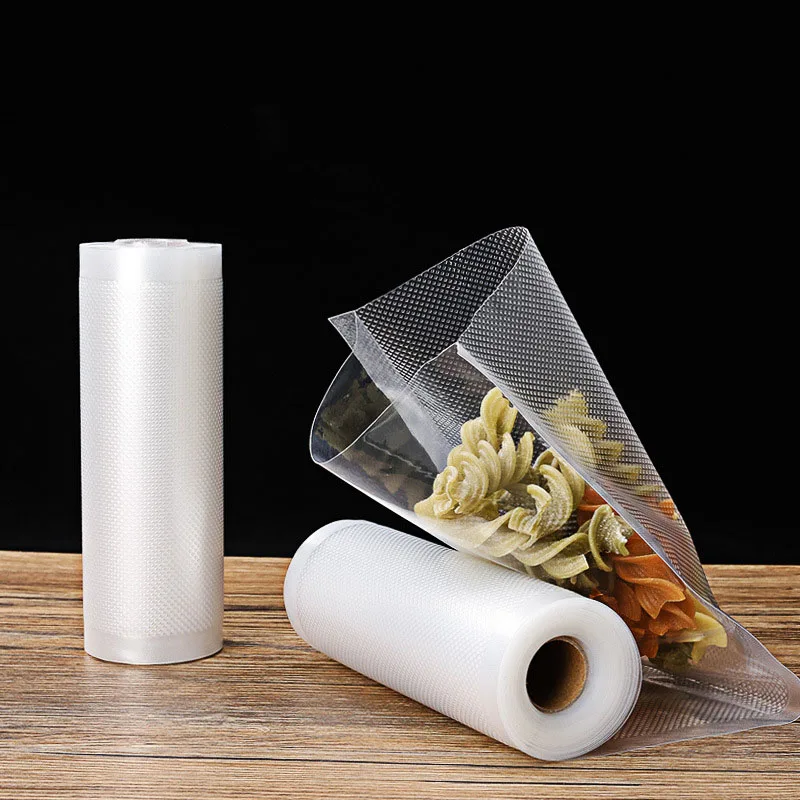 20*30cm Rice Packaging Stock PA PE Fruits Vegetables Sea Food Meat Pork Storage Embossed Vacuum Bag
