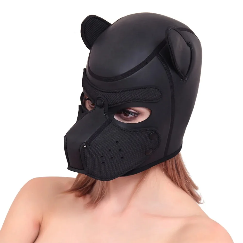 New Party Masks Dog Hood Mask Padded Latex Rubber Role Play Cosplay Full Head Ears Halloween Mask Sex Toy For Couples